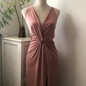 Fashion nova mauve slinky high slit dress
